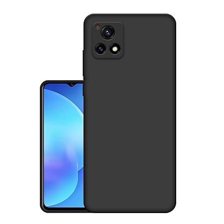 HELLO ZONE Exclusive Matte Finish Soft Back Case Cover for Vivo Y72 5G - Black