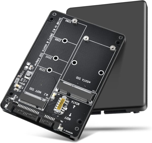 ETZIN M.2 SATA to SATA Adapter (Not Support NVME/M.2 PCIE) MSATA and B Key/B&M Key M.2 NGFF SDD to 2.5" SATA III 2 in 1 Converter Supports MSATA/M.2 NGFF SSD Not for M Key (EPL-1082HS)